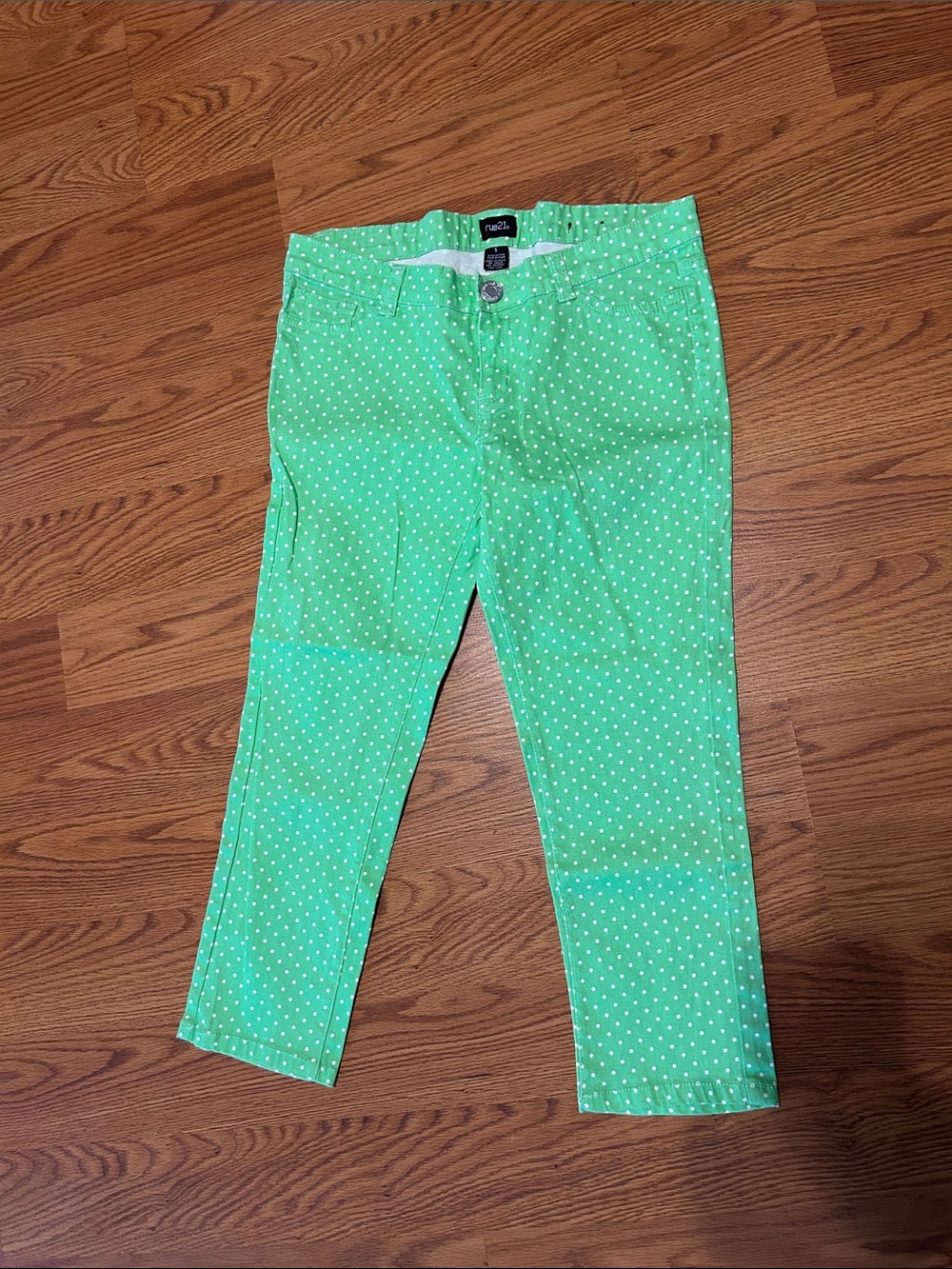 Arizona Jean Company Mint Green Polka Dot Chinos